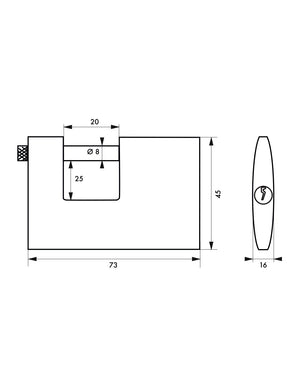 Lucchetto Cargo 70mm, 2 chiavi HG5, ottone pieno, arco acciaio inox, serranda, container, garage,  per industria - THIRARD