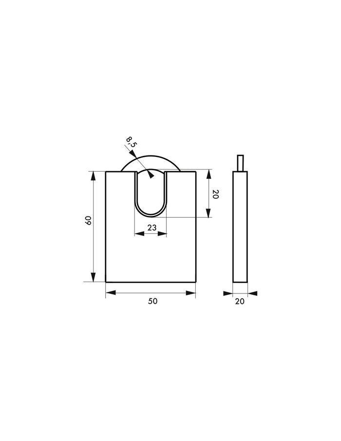 Lucchetto a chiave Quadra, guardia alta in acciaio, 50mm, arco temprato nichelato, 4 chiavi reversibili - Thirard
