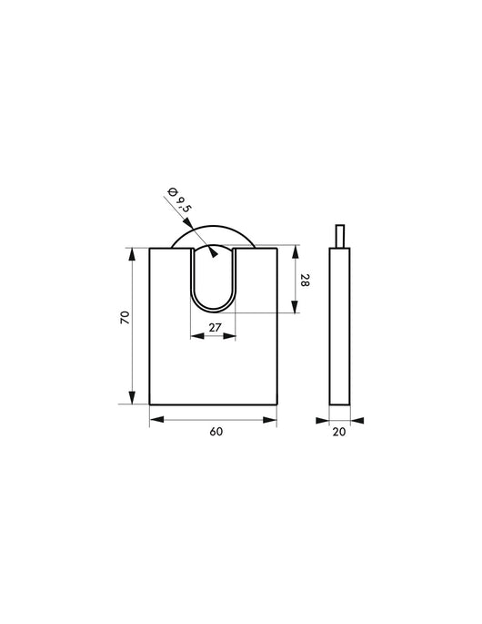 Lucchetto a chiave Quadra, guardia alta in acciaio, 60mm, arco temprato nichelato, 4 chiavi reversibili - THIRARD