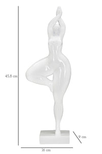 Statua Donnina Yoga 16x45,8x9 cm in Poliresina Bianco