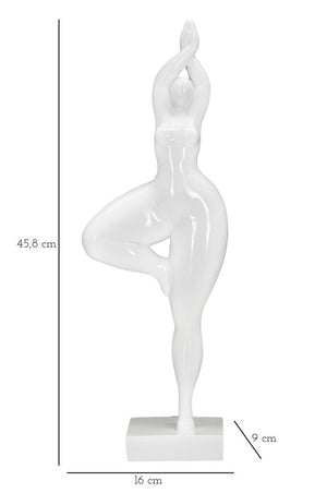 Statua Donnina Yoga 16x45,8x9 cm in Poliresina Bianco