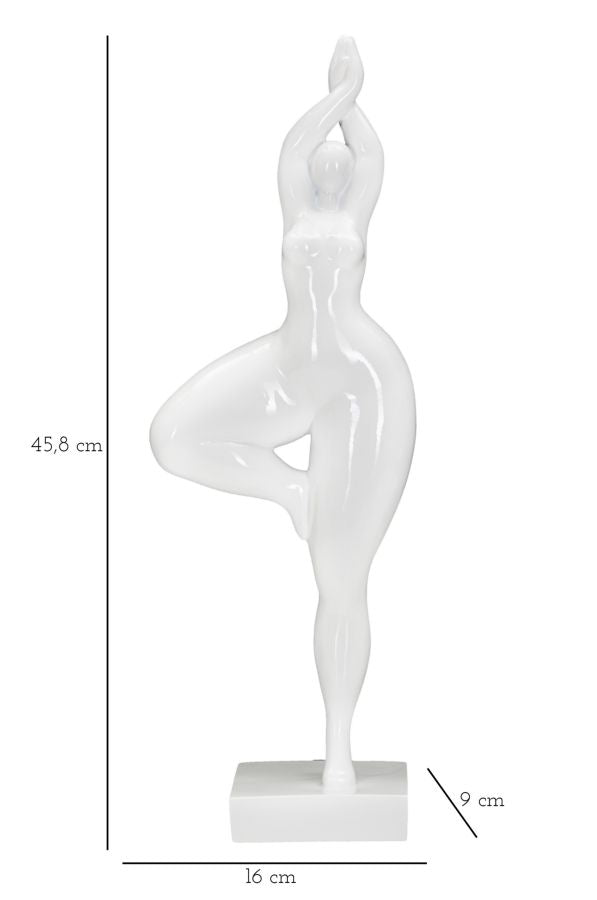 Statua Donnina Yoga 16x45,8x9 cm in Poliresina Bianco