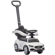 MACCHINA CAVALCABILE PER BAMBINI 1-3 ANNI CONVERTIBILE IN PASSEGGINO CON LICENZA MERCEDES, 91X40X83 CM, BIANCO