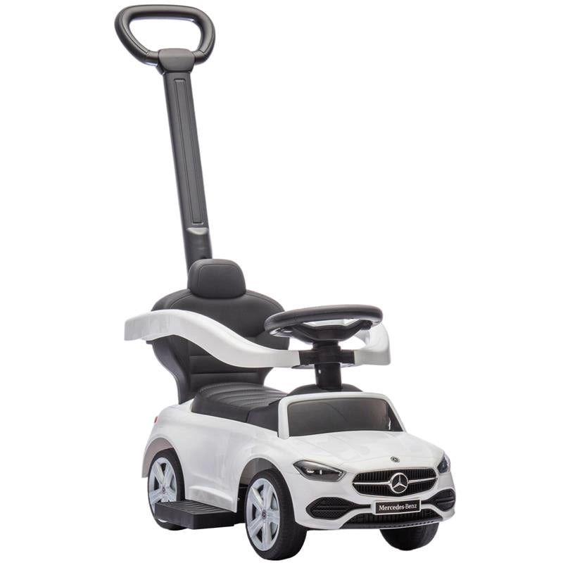 MACCHINA CAVALCABILE PER BAMBINI 1-3 ANNI CONVERTIBILE IN PASSEGGINO CON LICENZA MERCEDES, 91X40X83 CM, BIANCO