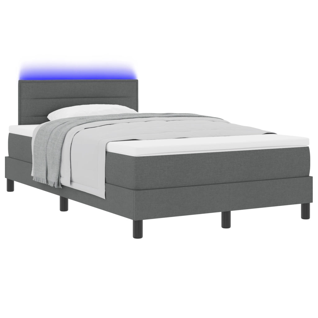Letto a molle con materasso e LED grigio scuro 120x200 cm tessuto