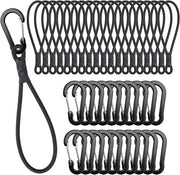 Set di 20 cavi di elastomero Bungee con ganci - cinture Bungee corte per campeggio, tende e fissaggi di vele