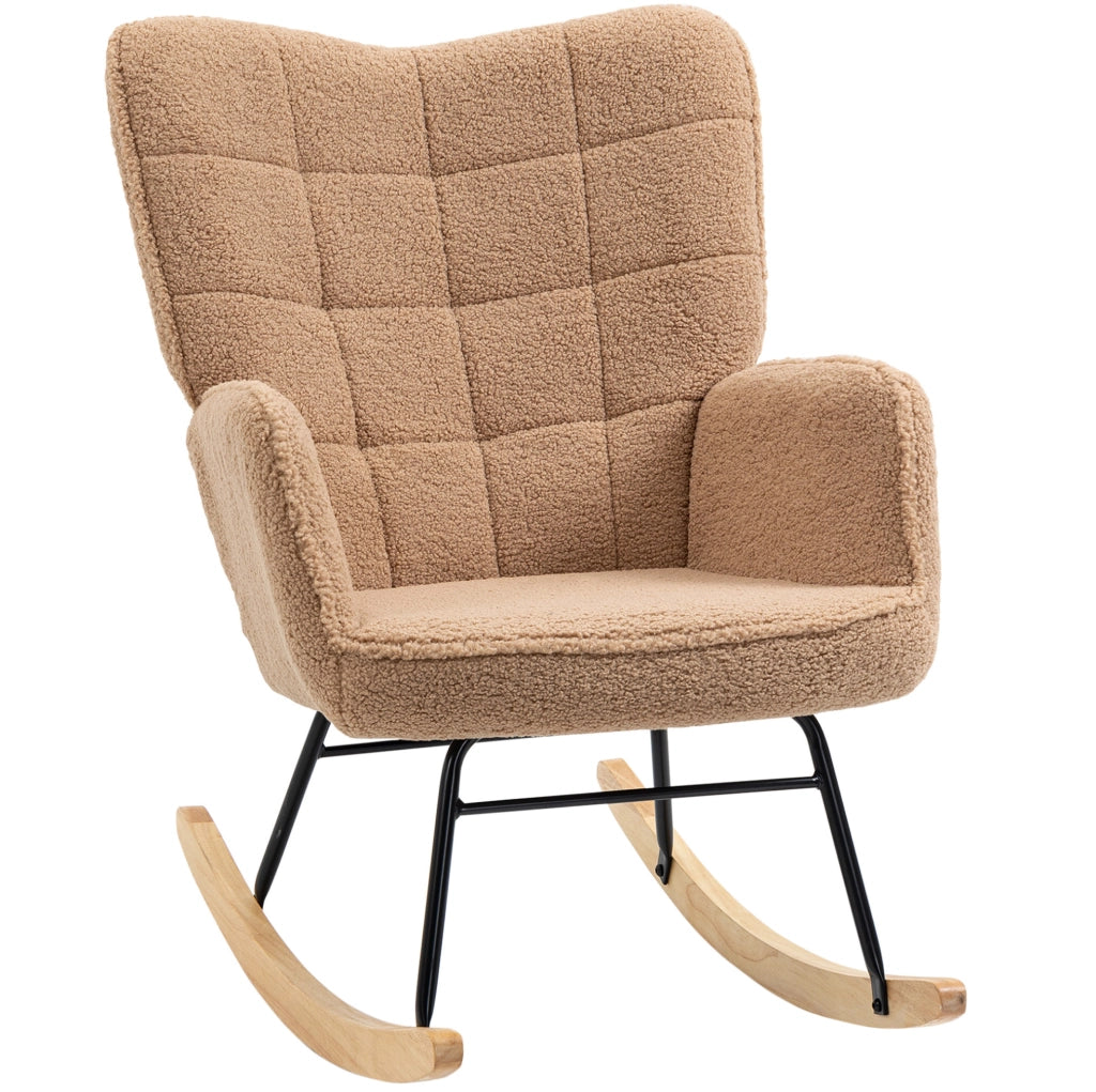 Sedia a dondolo 98x71x101 cm con schienale trapuntato in poliestere marrone