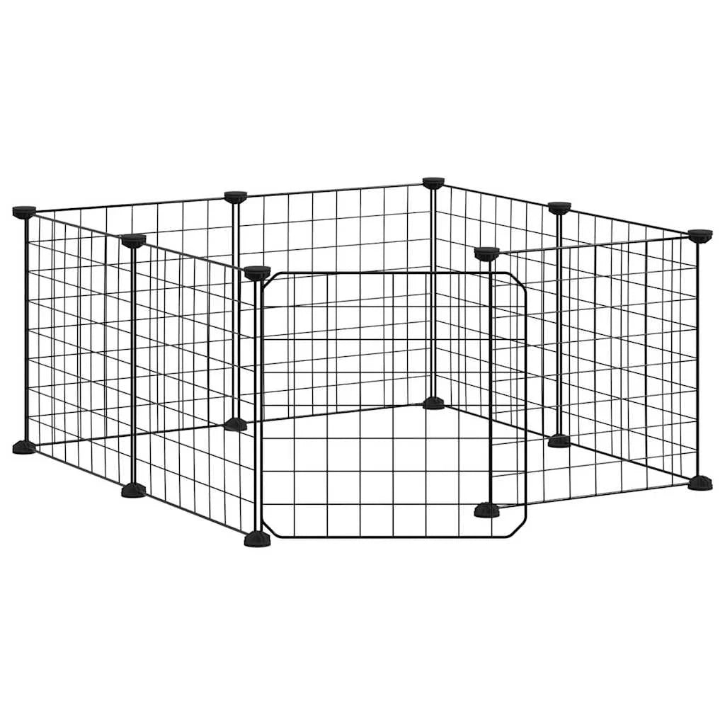 Gabbia per animali domestici a 8 pannelli con porta 35 x 35 cm nera 02_0041607