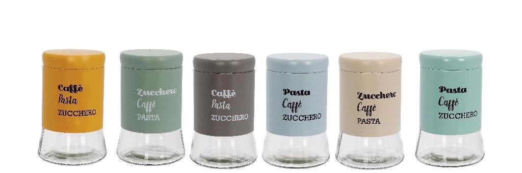 1 Pezzo Barattolo Contenitore da Cucina in Vetro e Acciaio 18 cm 6 Colori