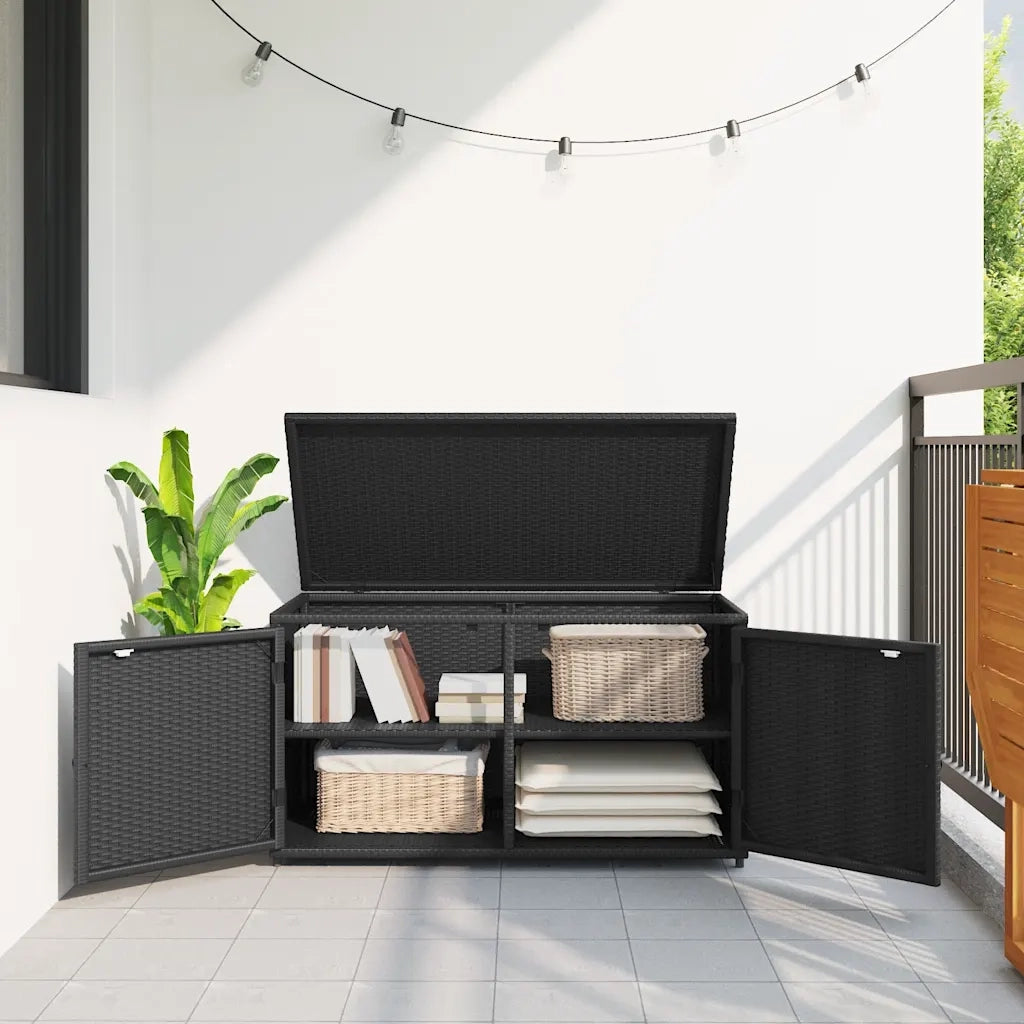 Armadietto Portaoggetti Giardino Nero 110x55x60,5cm Polyrattancod mxl 86547