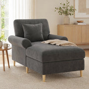 Poltrona relax convertibile con cuscino lombare in velluto Grigio 133 × 87 × 90 cm