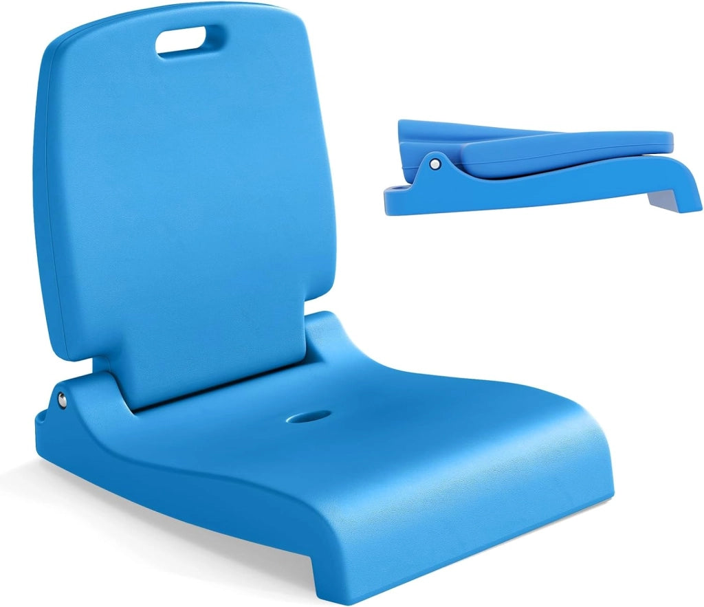 Spiaggina Pieghevole Portatile, Sedia da Spiaggia in Plastica con Schienale e Maniglie, Sedia Mare Leggera con Fori di Drenaggio, per Campeggio, Pesca e Piscina (Bianco)