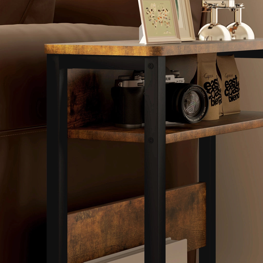 Tavolino da salotto con ripiani a due livelli ¨C zephmum ¨C 46x18x58.5 cm rustico
