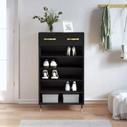 Scarpiera-Scaffale per scarpe Nera 60x35x105 cm in Legno Multistrato 620473