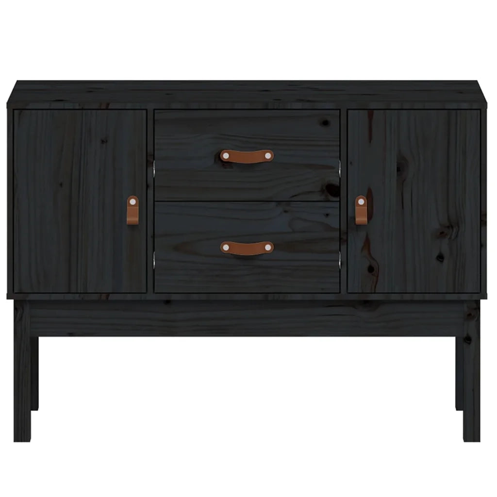 Credenza Nera 110x40x78 cm in Legno Massello di Pino 823528