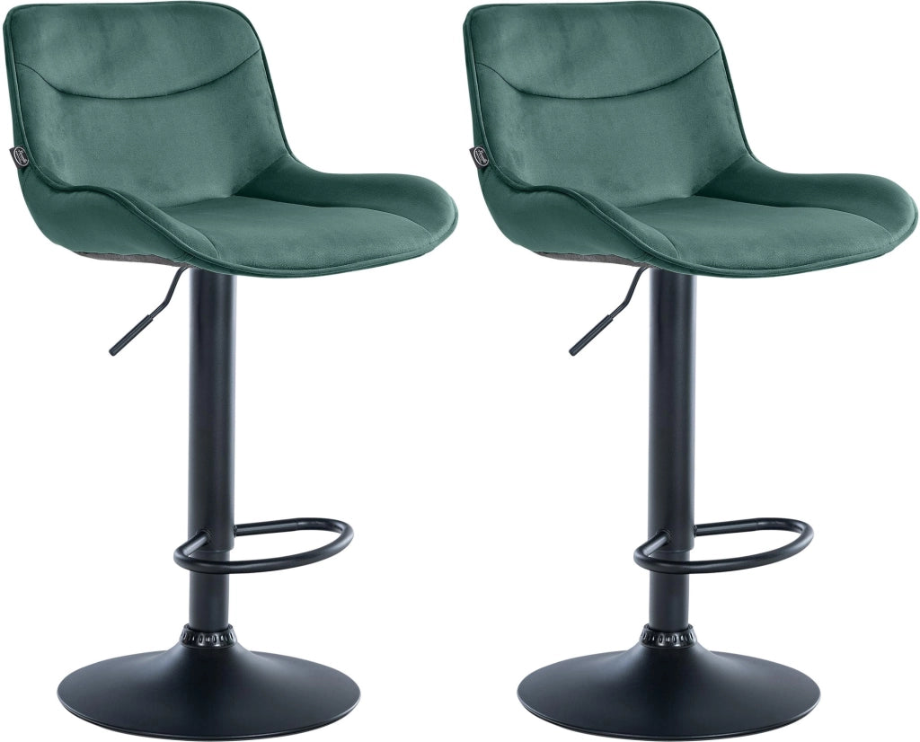 Set di 2 sgabelli da bar Vonore in velluto verde,nero