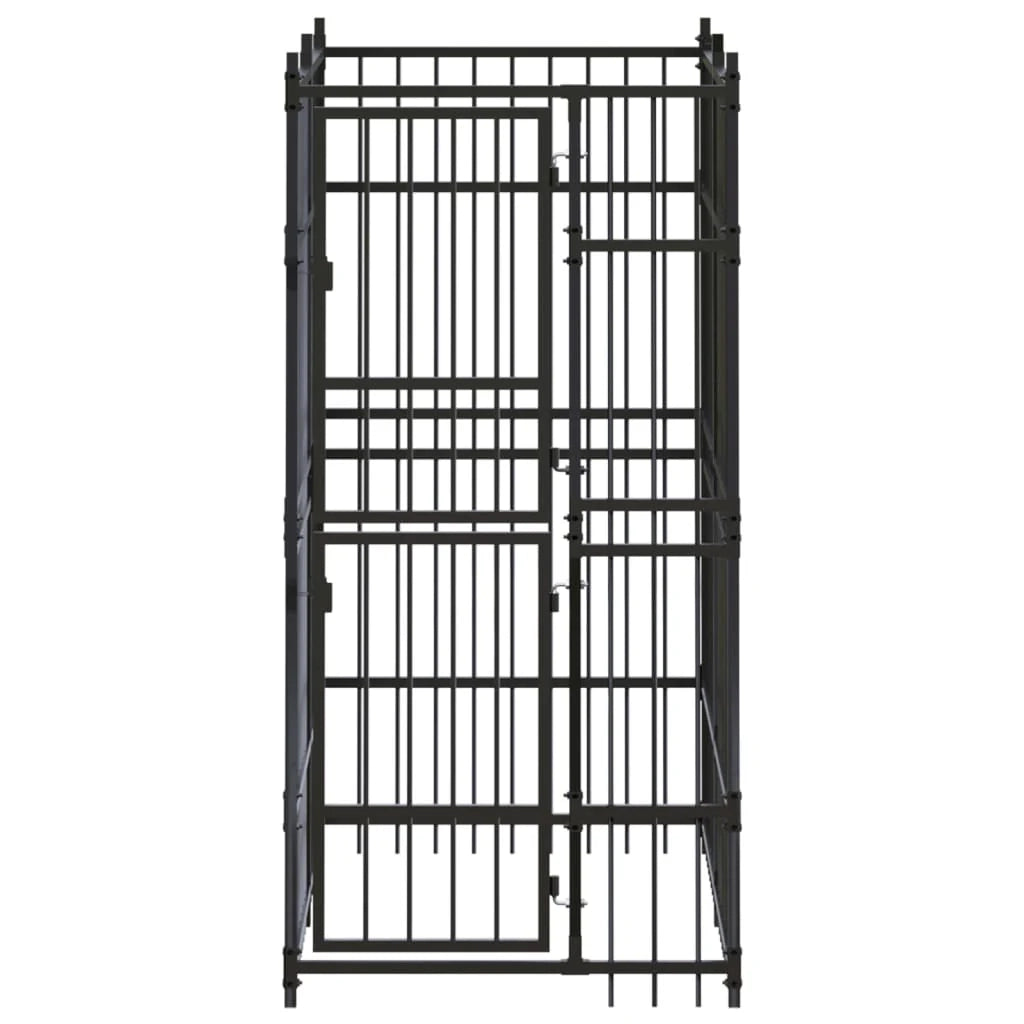 Cuccia/gabbia/recinto per cani da esterno acciaio 1,84 m² nero 02_0041776