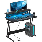 Scrivania Gaming con Luci LED e Supporto per Monitor 100x60x88.5 cm Nero