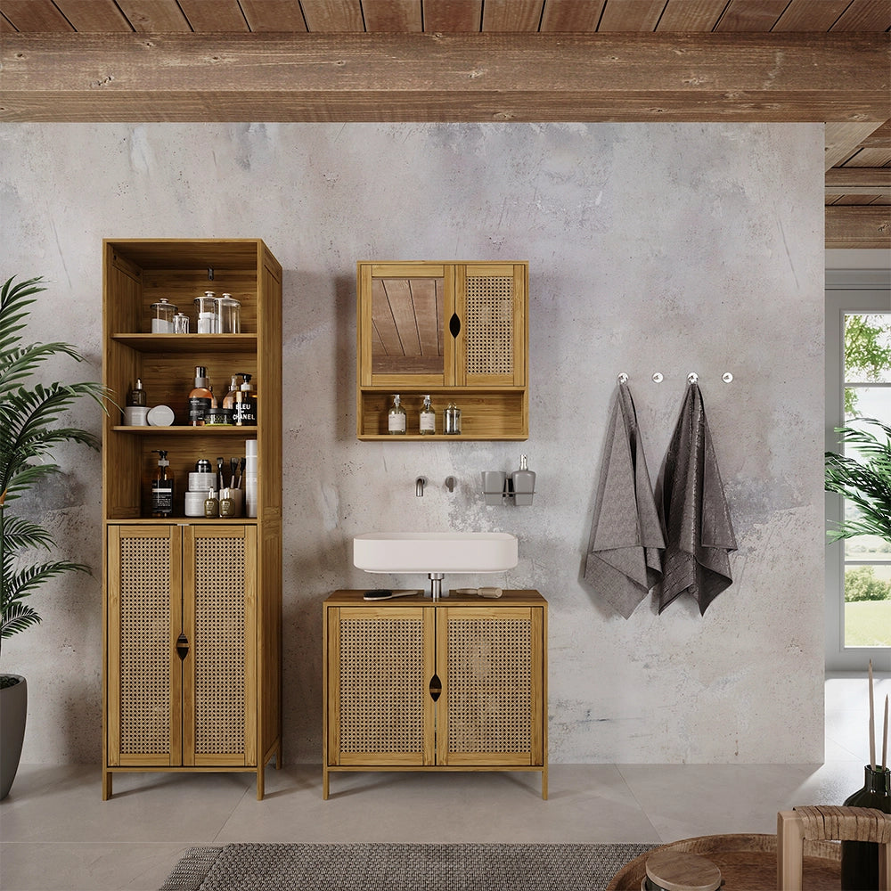 Vicco Set di mobili da bagno Bambù 3 parti