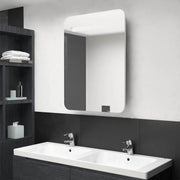 Armadietto Bagno con Specchio e LED Bianco e Rovere 60x11x80 cm cod mxl 59964