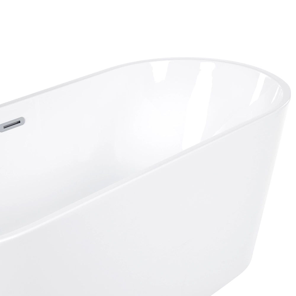 Vasca freestanding bianco sanitario acrilico singolo 160 x 80 cm forma ovale troppopieno sistema design moderno