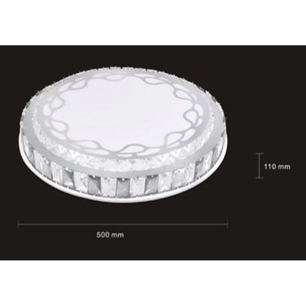 Trade Shop - Plafoniera Soffitto 65w ø50cm Led A Strati Cristalli Decoro Astratto Luce Fredda 33904 -