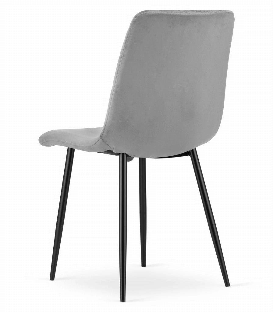 Sedia Valora TURIN in velluto grigio chiaro, design ergonomico x4