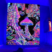 Tappeto luminoso UV reattivo tenda luminosa decorazione per parete stucco e pannelli poster decorazione da festa tappeto per parete (130 x 150 cm)