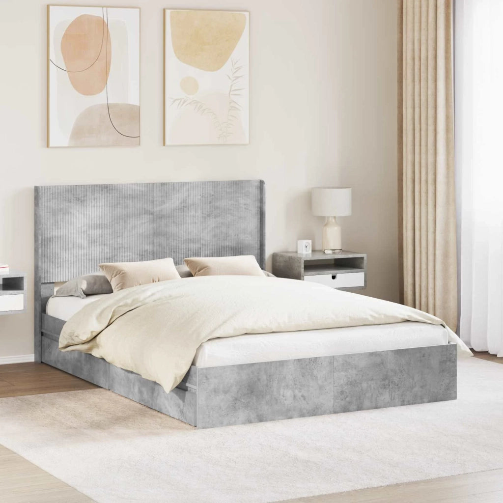 Struttura del letto con stoccaggio e testata-Giroletto con contenitore Grigio Cemento 732342