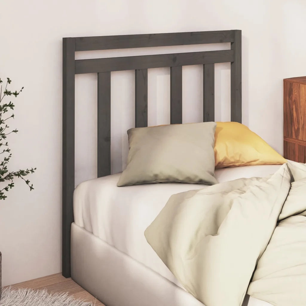 Testiera per Letto Grigia 96x4x100 cm in Legno Massello di Pino 817772
