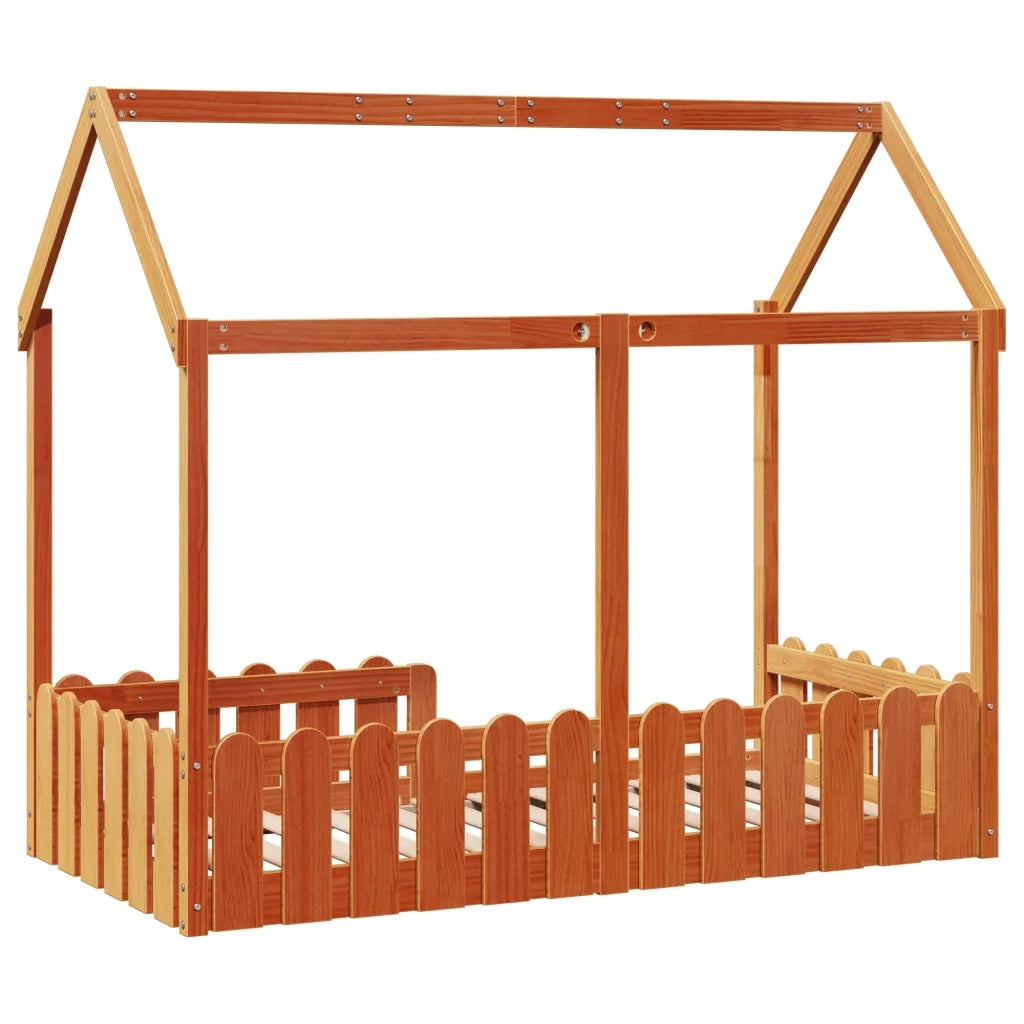 Giroletto Casetta Bambini Marrone Cera 80x160 cm Massello Pino