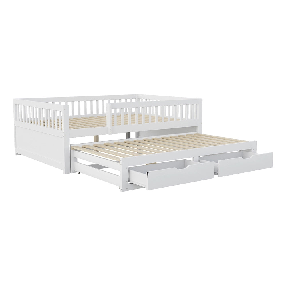 Divano letto-Xylo-140x200 cm-2 cassetti, legno bianco
