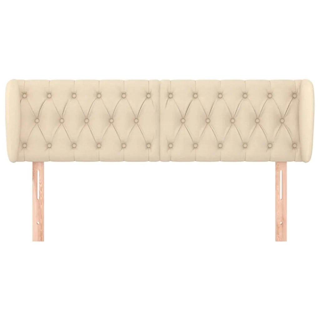 Testiera | Testata ad Orecchio Crema 147x23x78/88 cm in Tessuto