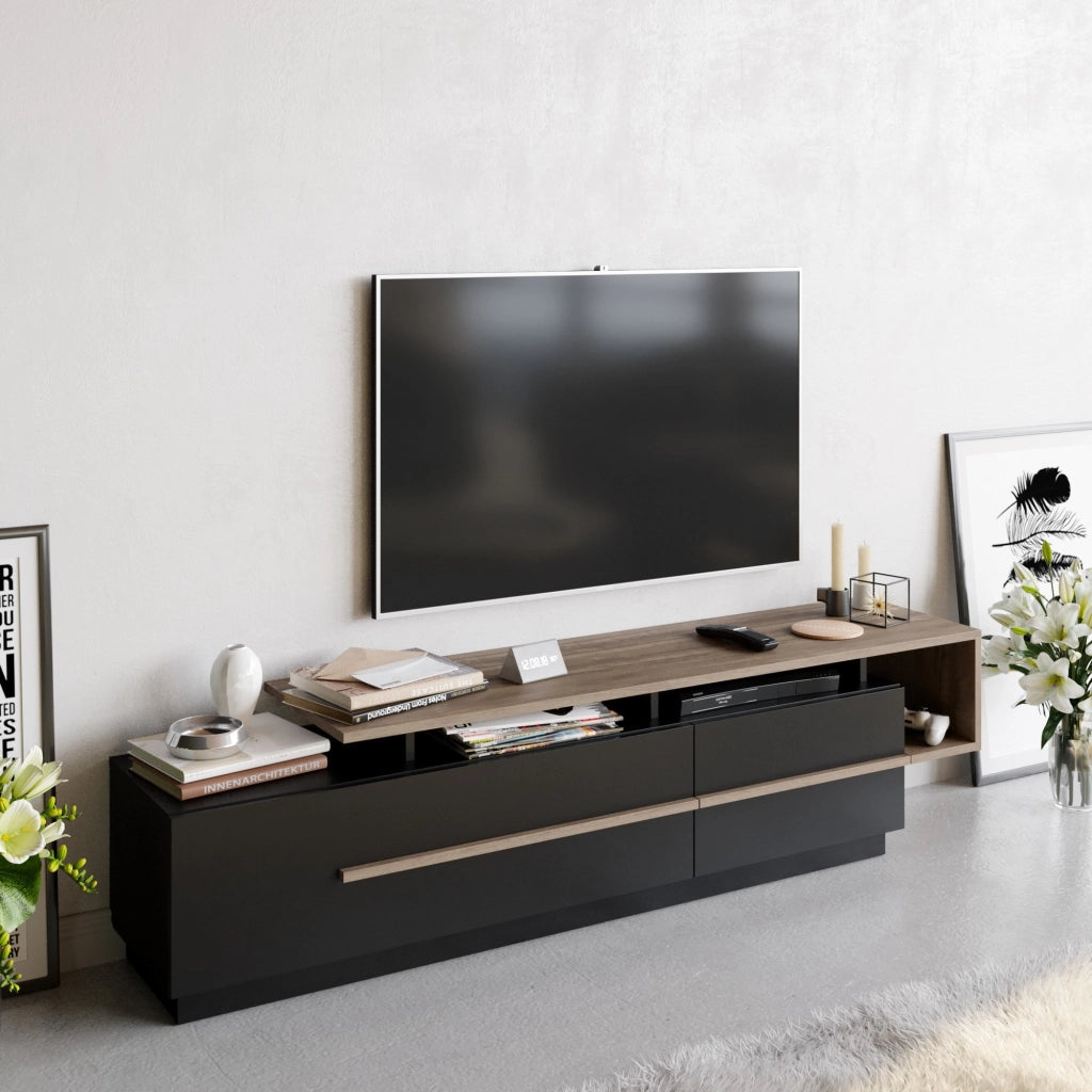 Porta TV in legno "Basak" - 180 x 40 x 46 cm - Nero