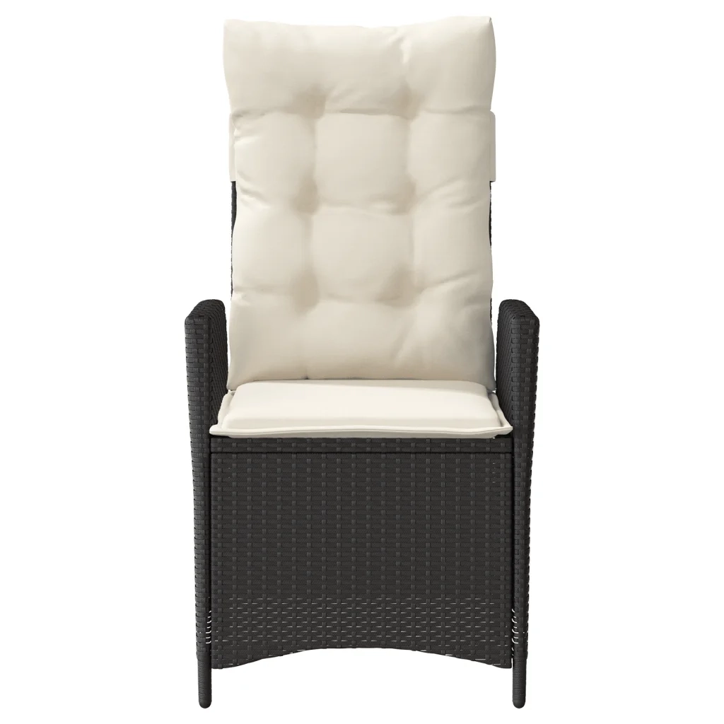 Sedia Reclinabile da Giardino con Cuscini Nera in Polyrattan 365256