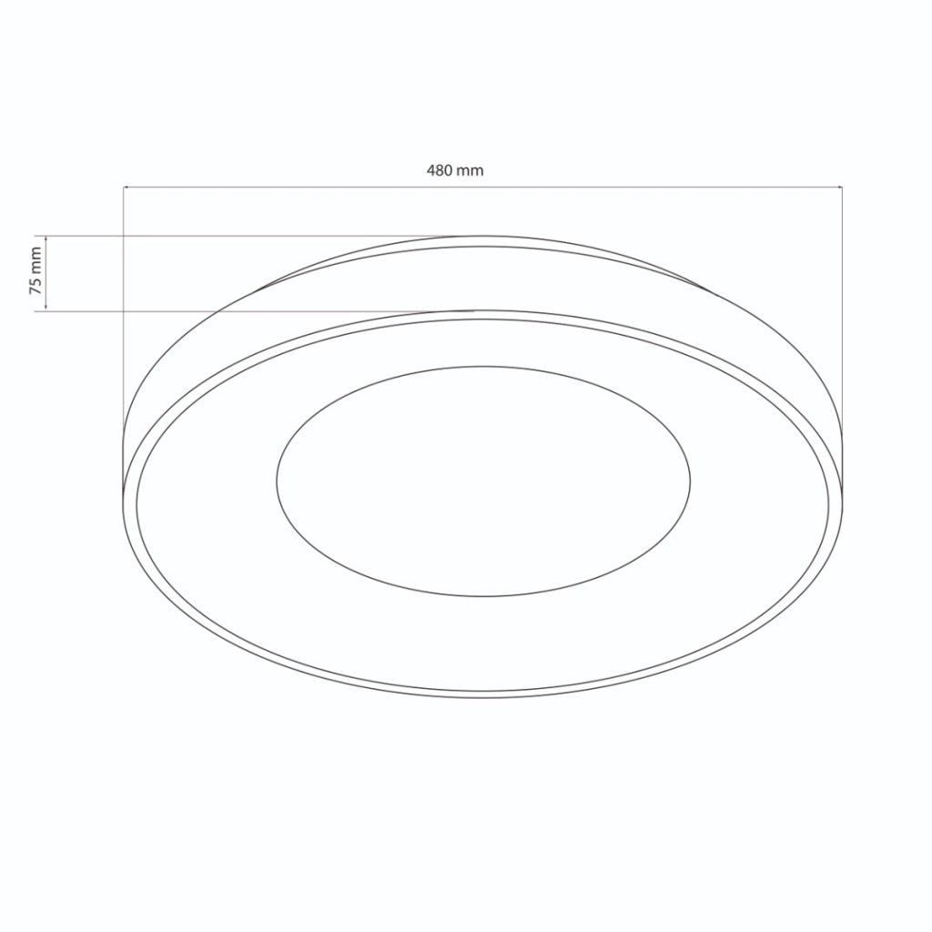 Plafoniera LED 72W tonda 48cm nera con telecomando IP44