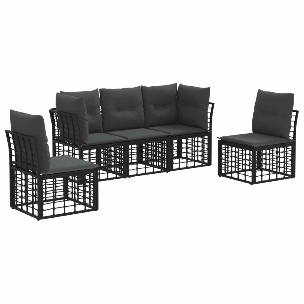 Set di divani da esterno Nero Poliestere