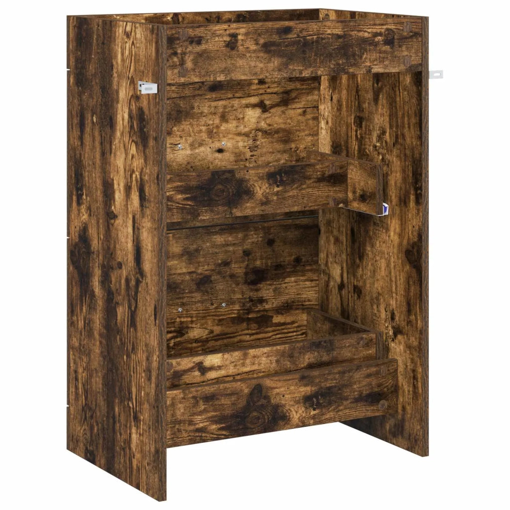 Mobiletto da Bagno Sotto Lavabo Rovere Fumo 56 x 37,5 x 81 cm