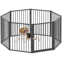 Cancelletto per Cani da 8 Pannelli, Recinzione Portatile Pieghevole, Sicuro, Nero