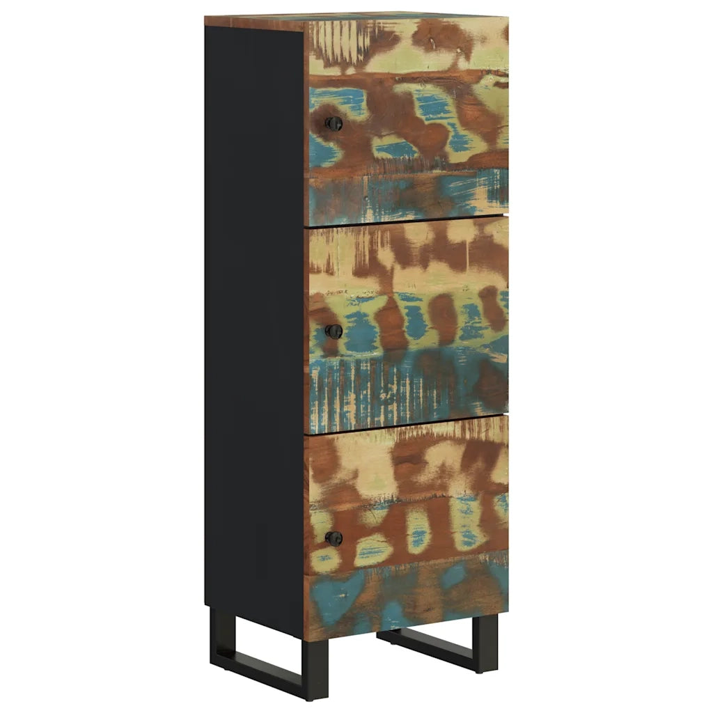 Credenza con 3 Ante-Buffet-Armadio da cucina 40x33x110cm Legno Massello Recupero e Ferro