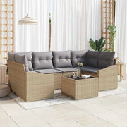 Set di divani con cuscino 7 pcs Beige e grigio polyrattan 3355289