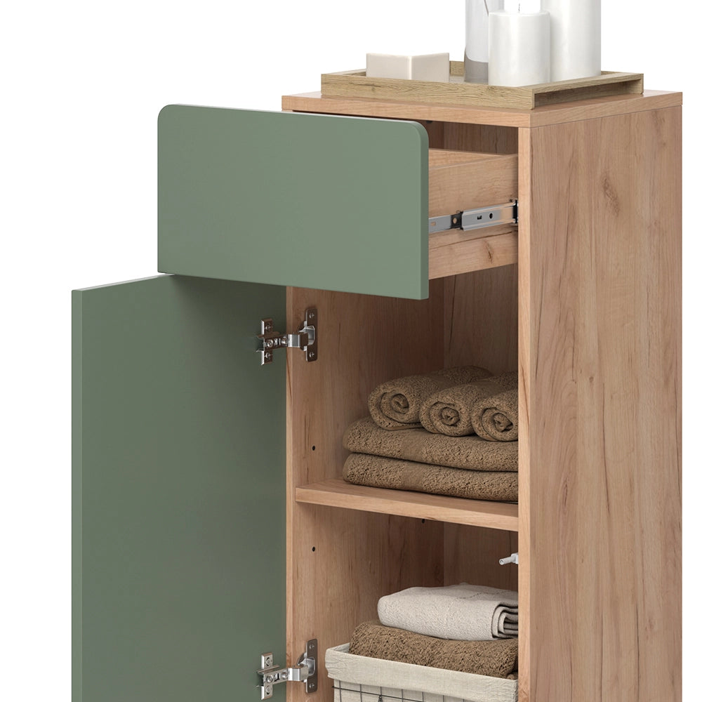 Vicco mobiletto bagno Goldkraft rovere/verde 36.6 x 76.6 cm con cassetto e anta