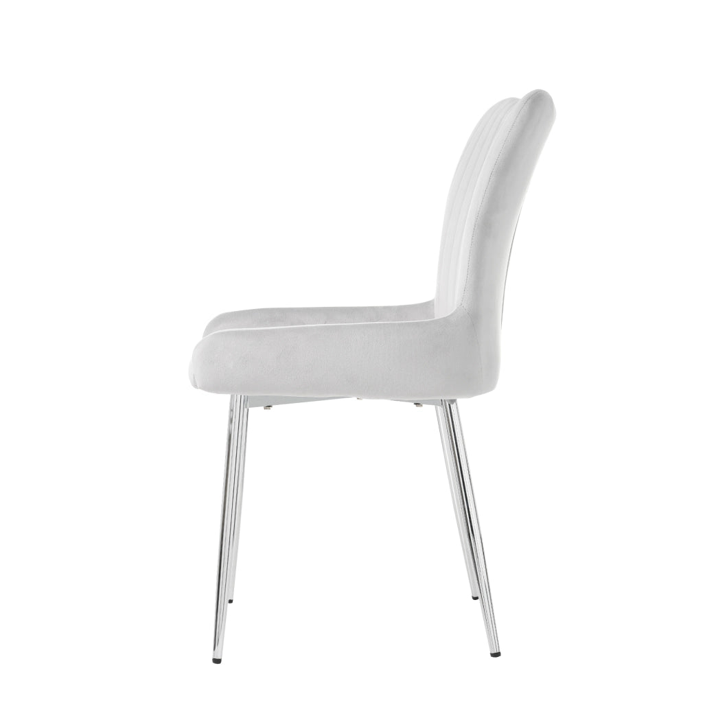 Sedia da Pranzo Set da 6 con Schienale Ergonomico e Gambe in Metallo, in Velluto Grigio