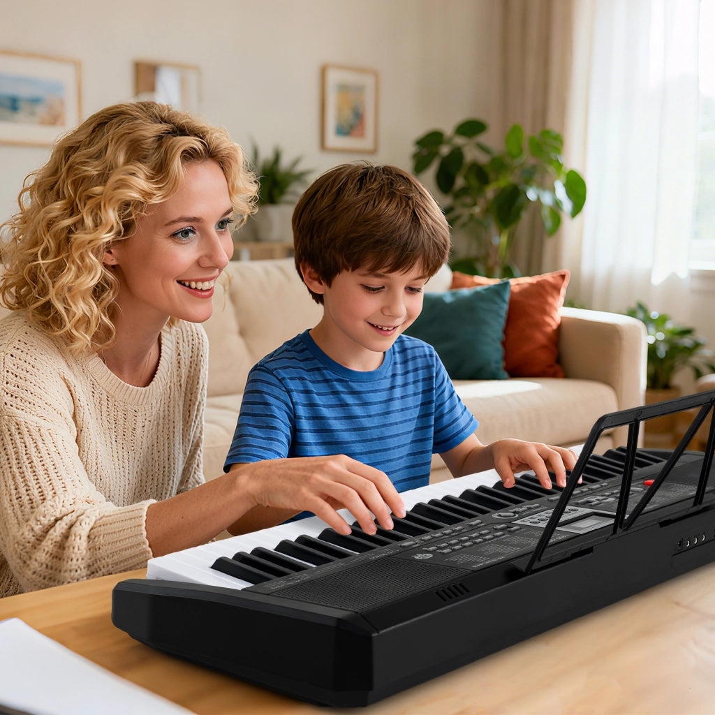 Tastiera portatile 61 tasti piano elettrico 200 ritmi 200 toni, Tastiera 70 demo adesivi note microfono cuffie strumento bambini adolescenti adulti