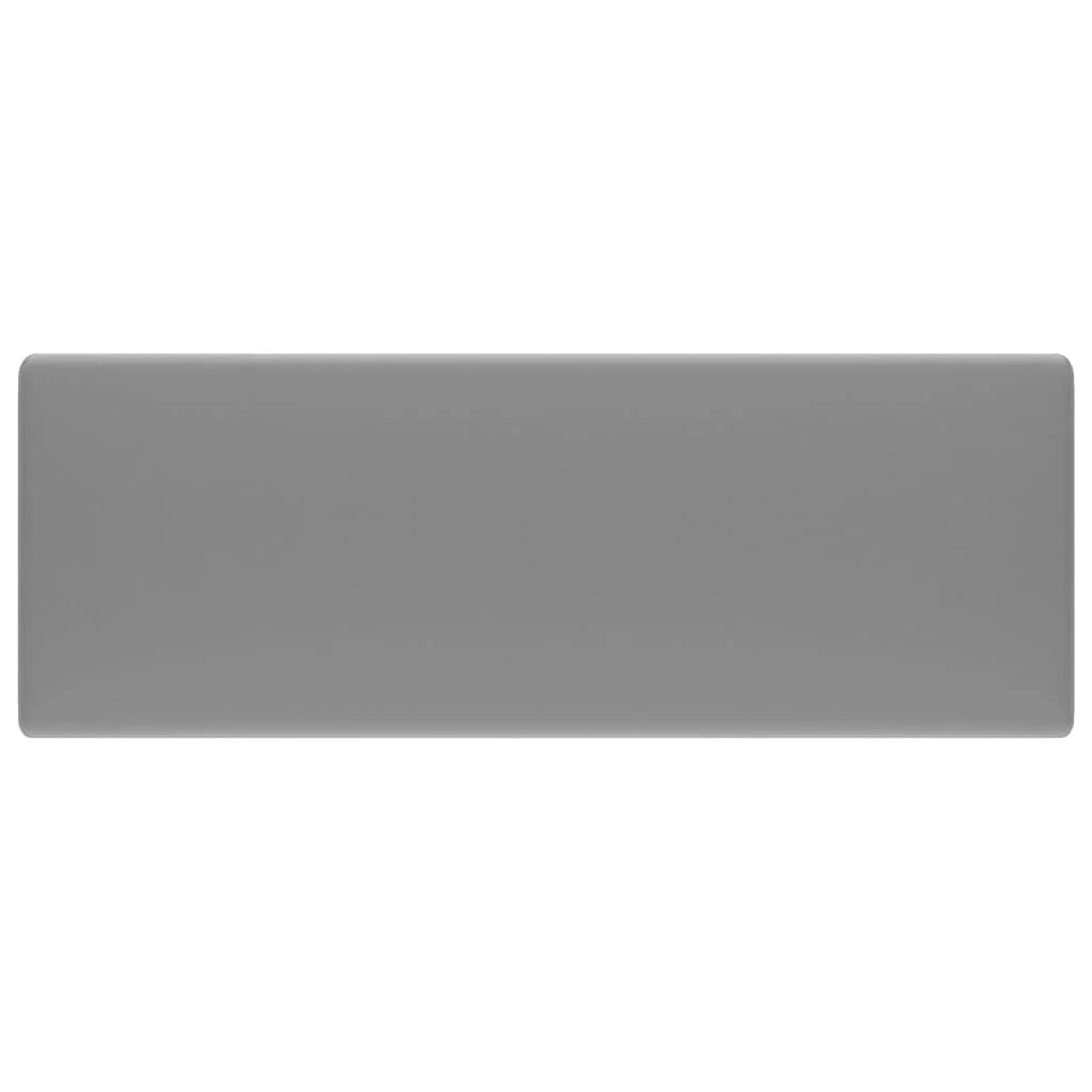 Lavabo quadrato di lusso con troppopieno lavabo da appoggio lavabo da bagno vano per cosmetici finitura opaca 41x41 cm ceramica grigio chiaro 02_0002691
