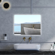 Specchio da bagno Rettangolare con 80x60cm,Memoria, Antifog,Regorabile,Retroilluminato,doppio interruttore,