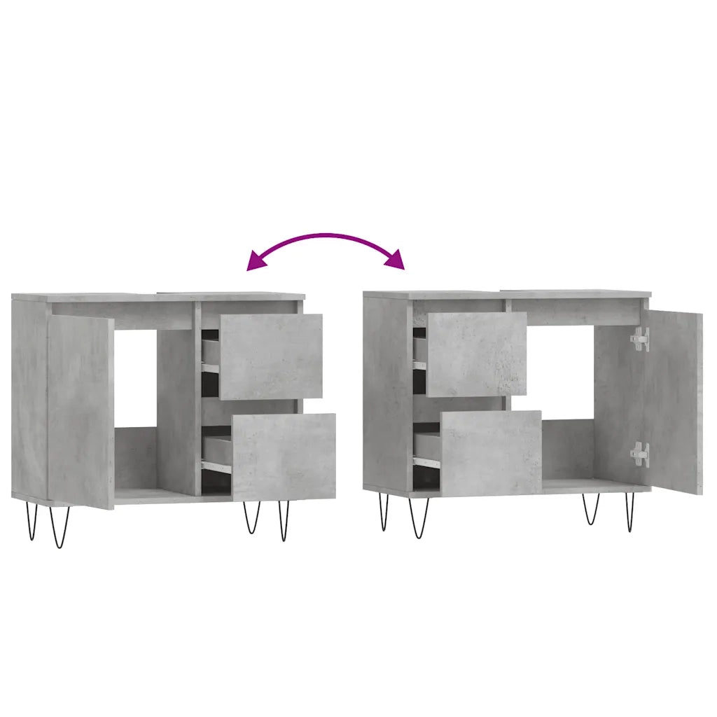 Armadietto da Bagno | Armadio da bagno Grigio Cemento 65x33x60cm Legno Multistrato