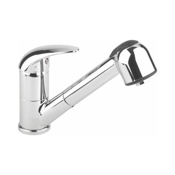 Eurorama Miscelatore Lavello Telescopico - Miscelatore da cucina Mono Splitcomando, installazione su piano-vasca, materiale ottone cromato, doccetta estraibile e cartuccia da 40 mm, cromato