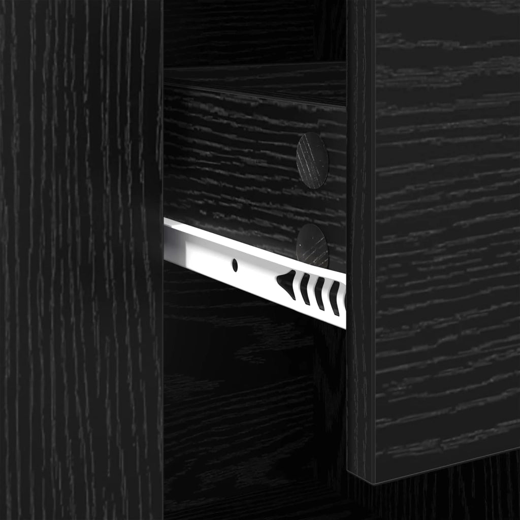 Credenza | Madia | Buffet da pranzo | Armadio da pranzo Rovere Nero 100 x 30 x 59,5 cm Legno multistrato