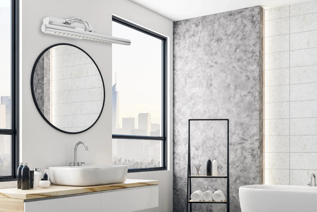 Lampada Da Parete Da Bagno Led Sopra Specchio 5w 40cm APP364-1W Cromo